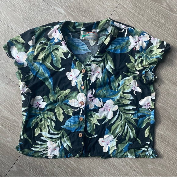 Paradise Found Orchid Ginger Black Hawaiian Shirt - S - Picture 2 of 7